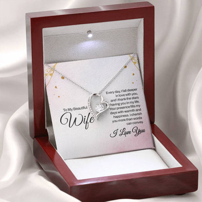 To My Beautiful Wife Necklace - Meaningful Romantic Gift for Wife from Husband for Valentine’s Day & Forever Love - Forever Love Necklace