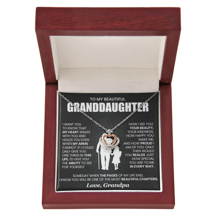 To My Granddaughter Necklace – Present for Granddaughter Birthday Christmas from Grandpa – Crown Pendant Necklace