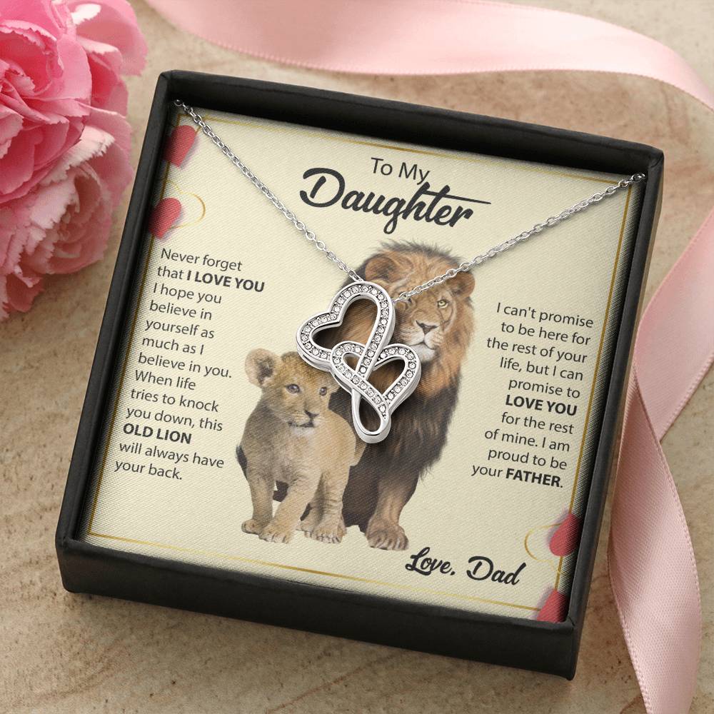 To My Daughter Necklace - Emotional Father to Daughter Jewelry for Birthday, Christmas & Life Happiness - Heart-to-heart Pendant Necklace