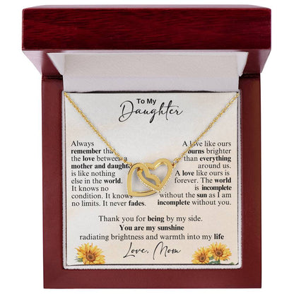 To My Daughter - Thank you for being by my side -  Interlocking Hearts Necklace