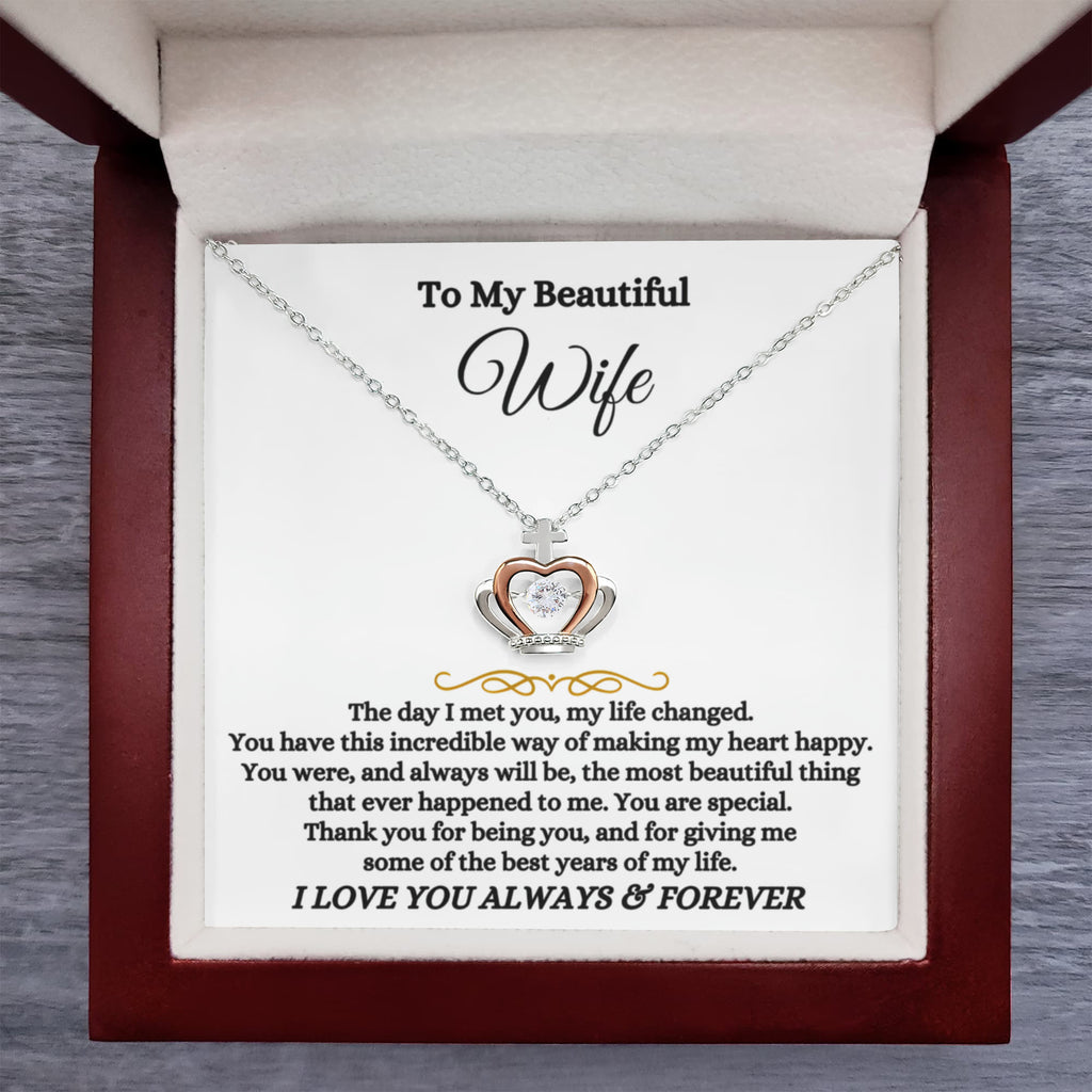 Valentine’s Day Gift for Wife - Emotional Jewelry from Husband for Anniversary Too - Crown Pendant Necklace
