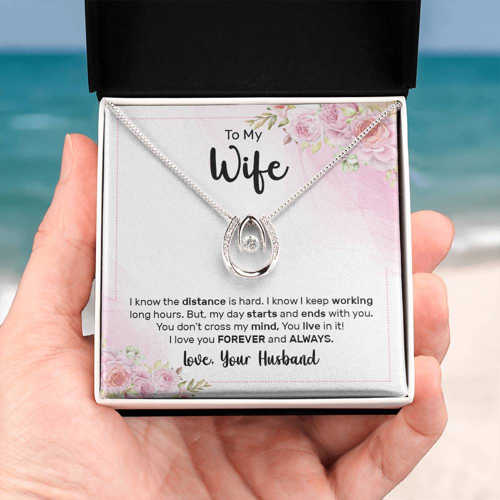 Love Gift for Wife from Husband - Sentimental Jewelry for Valentine’s Day, Anniversary, Birthday & Christmas - Lucky In Love Necklace