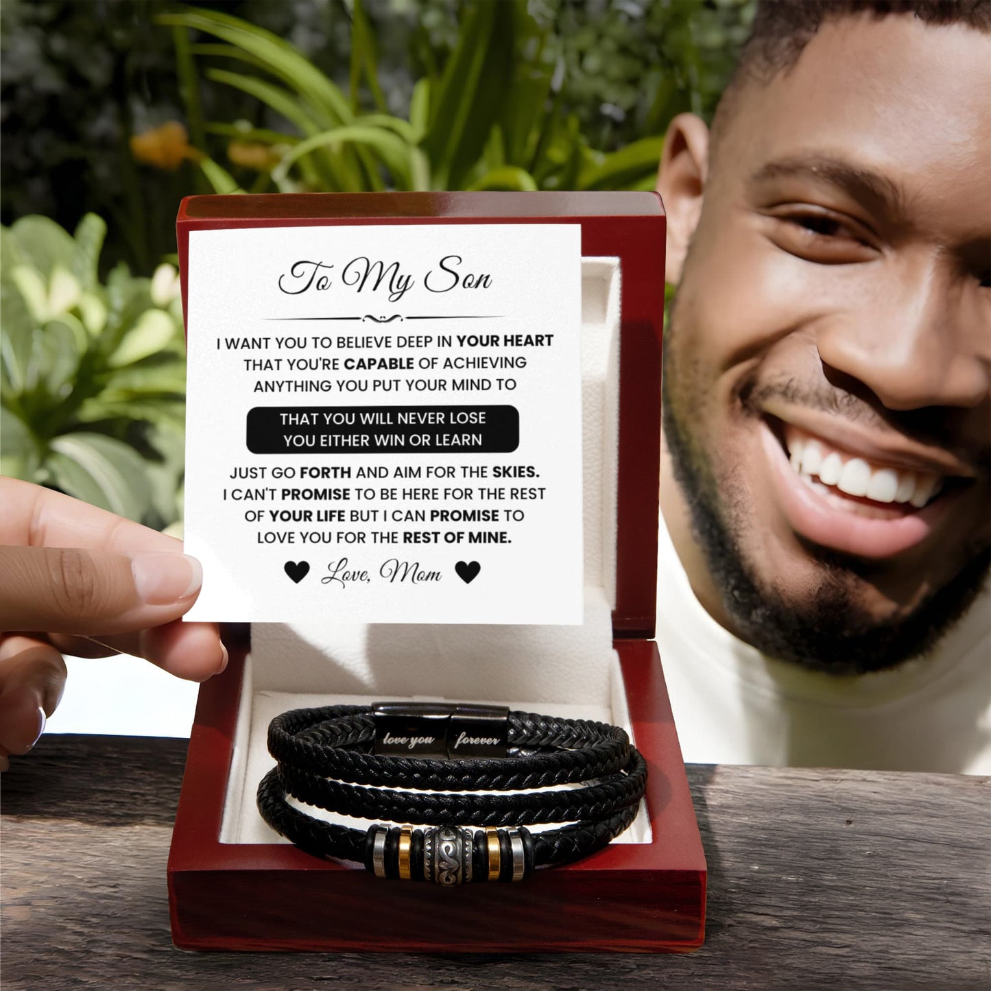 Mom’s Choice Gift for Son – Graduation, Birthday – Love You Forever Bracelet