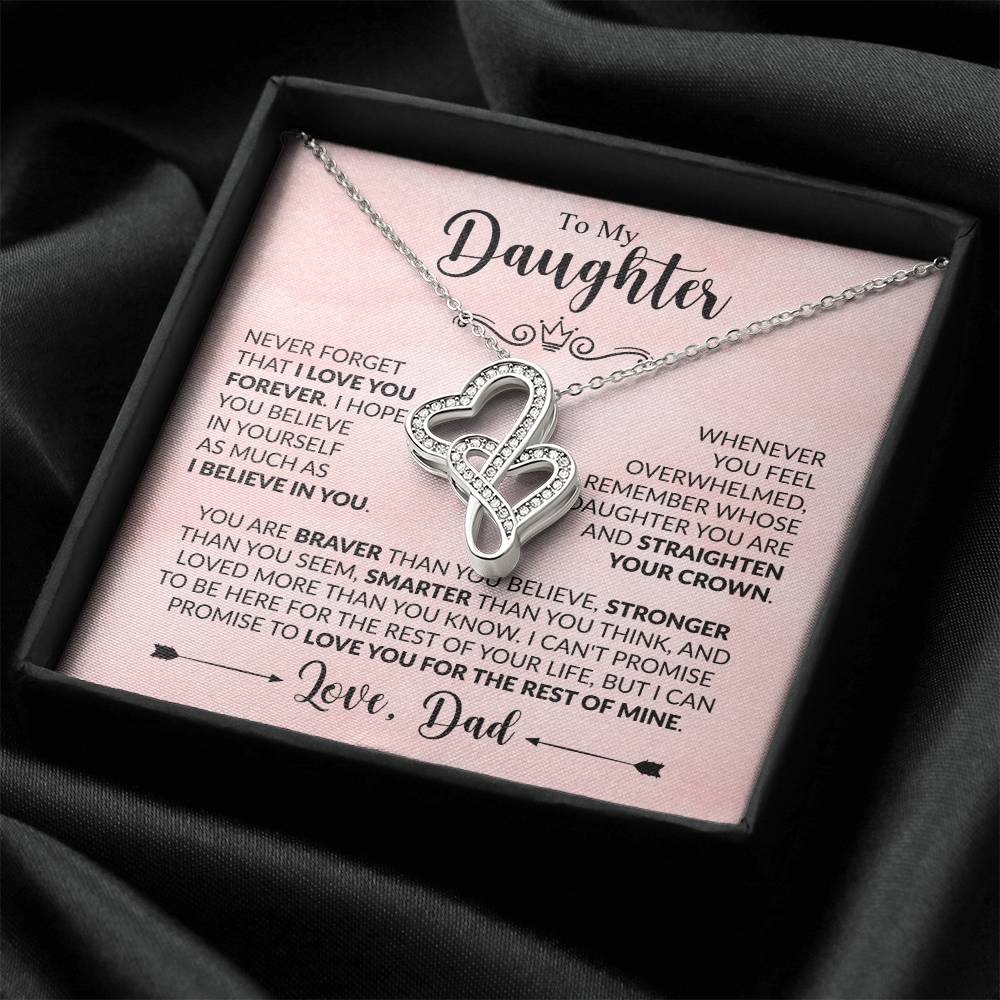 To My Daughter Necklace – Graduation & Xmas Gift from Dad – Heart-to-heart Pendant Necklace