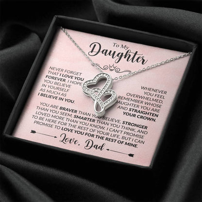 To My Daughter Necklace – Graduation & Xmas Gift from Dad – Heart-to-heart Pendant Necklace