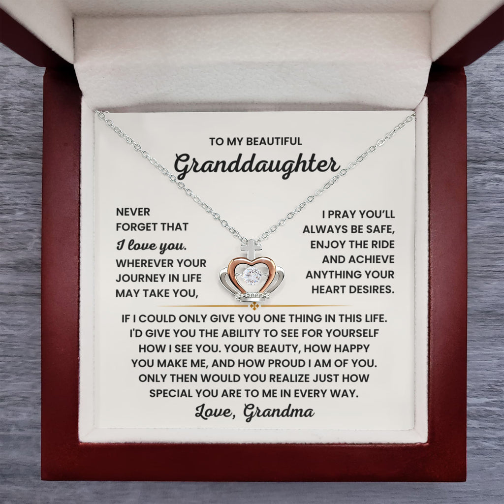 To My Granddaughter Necklace – Bestseller Birthday Graduation Gift from Grandma – Crown Pendant Necklace