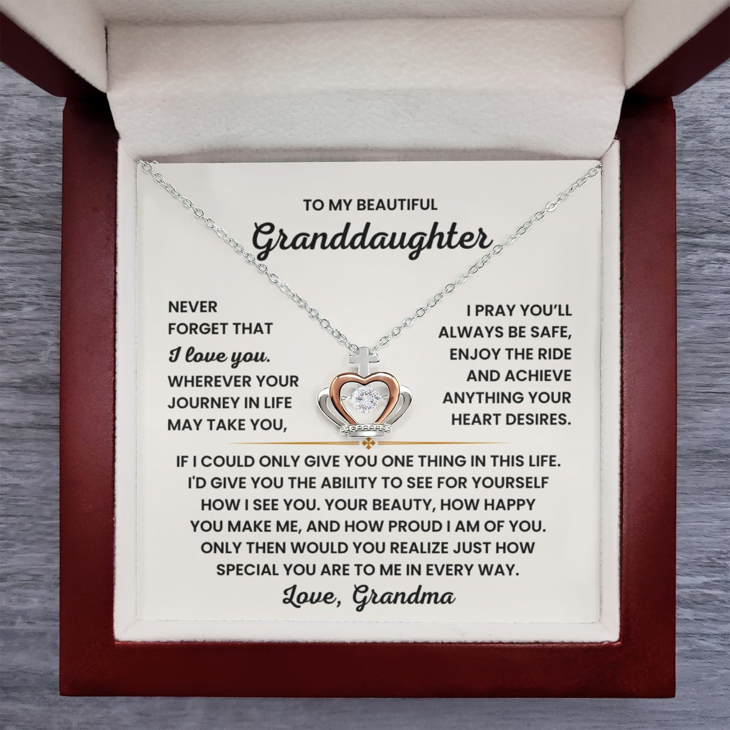 To My Granddaughter Necklace – Bestseller Birthday Graduation Gift from Grandma – Crown Pendant Necklace