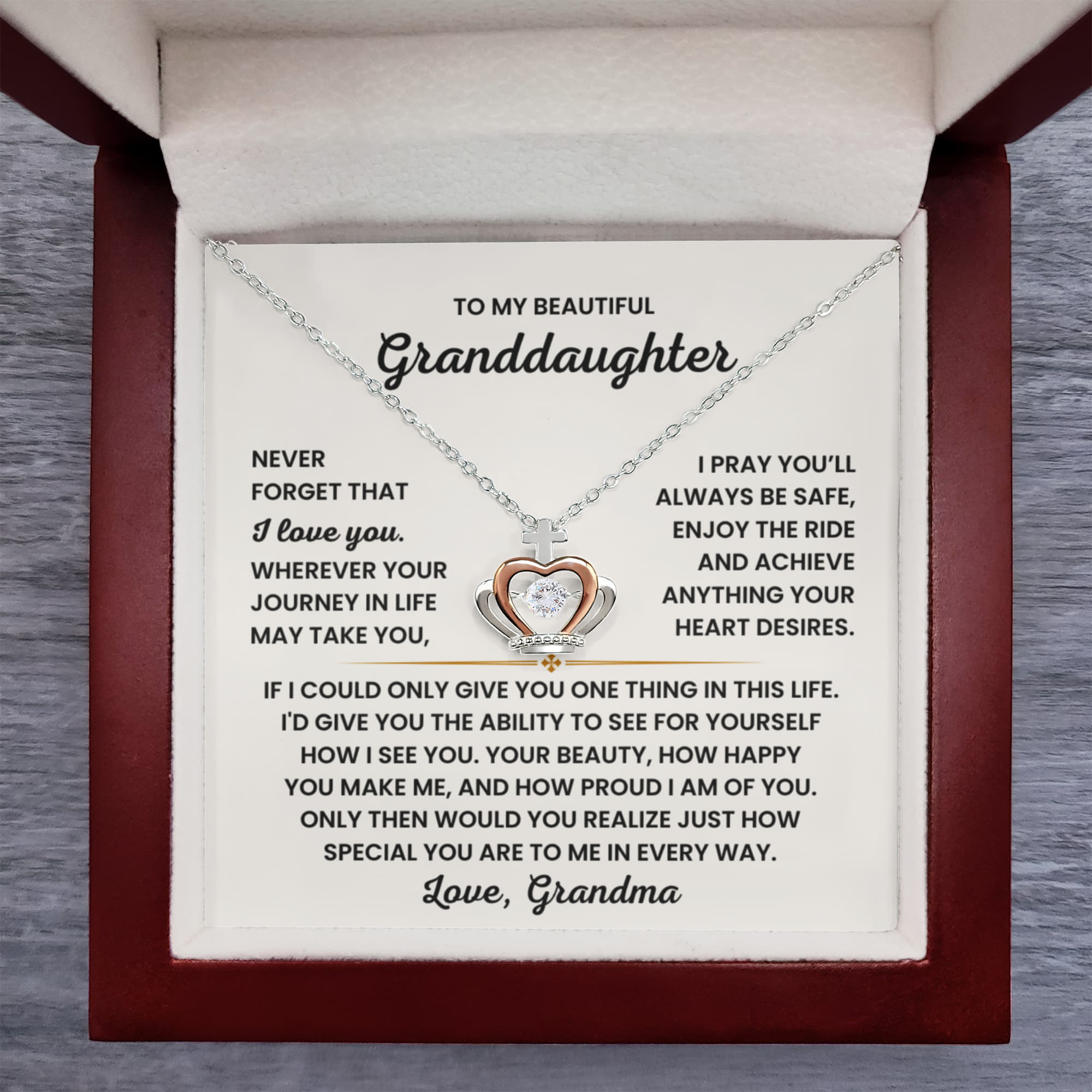 To My Granddaughter Necklace – Bestseller Birthday Graduation Gift from Grandma – Crown Pendant Necklace