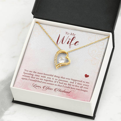To My Wife Necklace - Heartwarming Gift from Husband for Birthday, Anniversary & Valentine’s Day - Forever Love Necklace