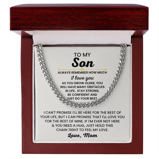 To My Son Necklace - Always remember how much I love you - Cuban Link Chain Gift for Son