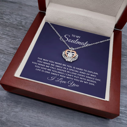 To My Soulmate Necklace - Soulmate Gift for Her for Valentine’s Day & Every Day Love - Crown Pendant Necklace