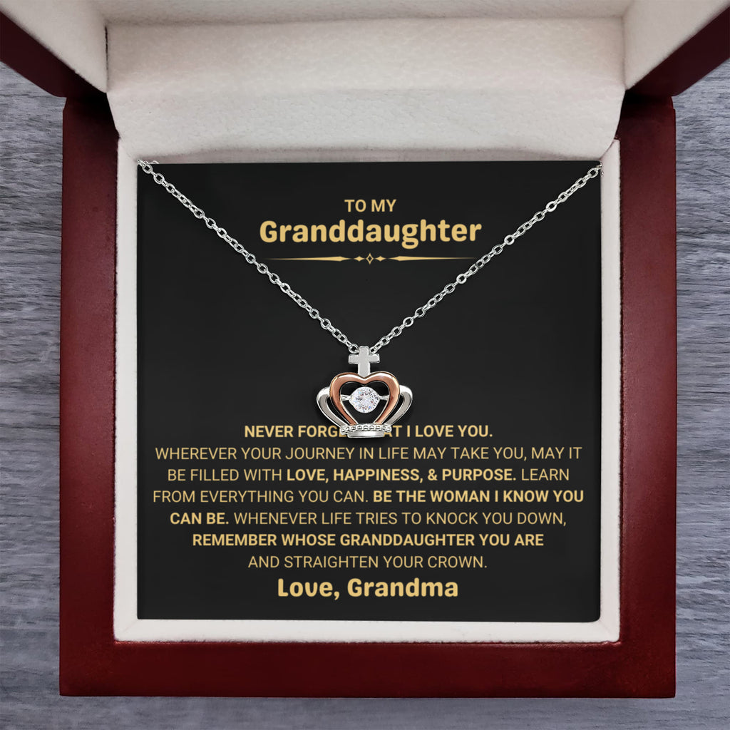 To My Granddaughter Necklace – Holiday Graduation Gift for Granddaughter from Grandma – Crown Pendant Necklace