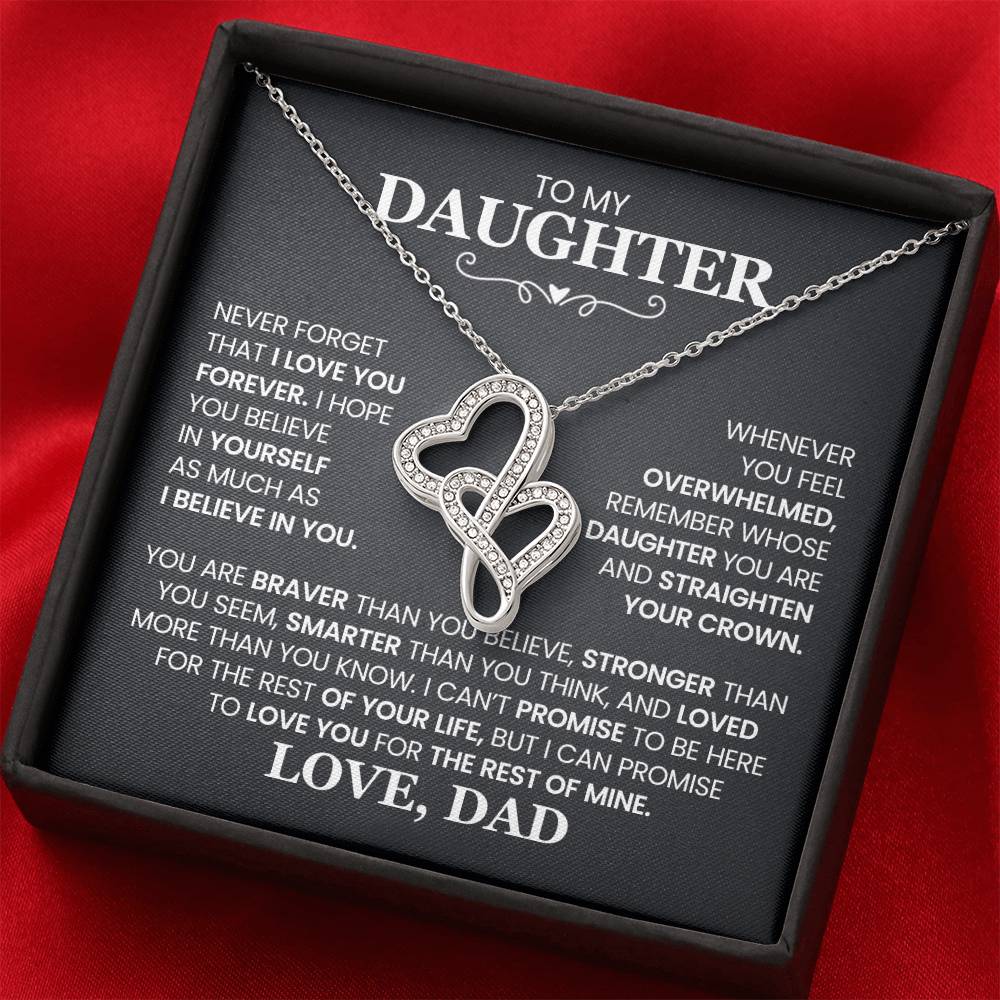 To My Daughter - Straighten Your Crown - Heart-to-heart Pendant Necklace Gift from Dad