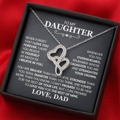 To My Daughter - Straighten Your Crown - Heart-to-heart Pendant Necklace Gift from Dad