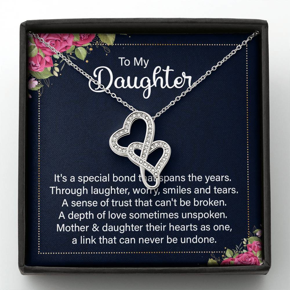 To My Daughter Necklace – Daughter Necklace for Graduation & Birthday Events – Heart-to-heart Pendant Necklace