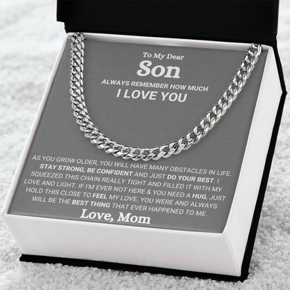 Cuban Link Chain Necklace, Gift for Son, Stylish Jewelry for Him, Birthday & Graduation Gift from Mom