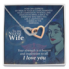 To My Nurse Wife Necklace - Romantic Keepsake Jewelry Gift from Husband for Special Days & Valentine’s Love - Interlocking Hearts Necklace