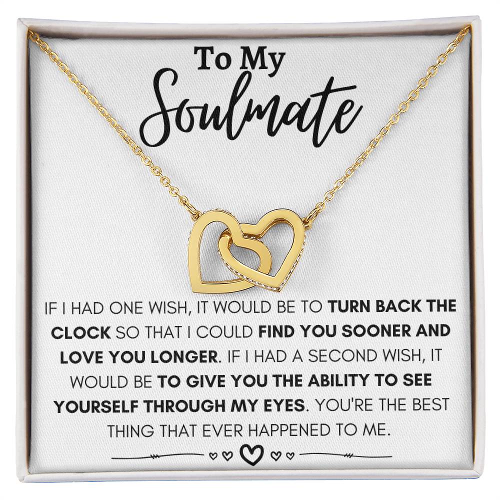 To My Soulmate Necklace - Romantic Soulmate Gift for Her for Christmas & Holiday Gifting - Interlocking Hearts Necklace