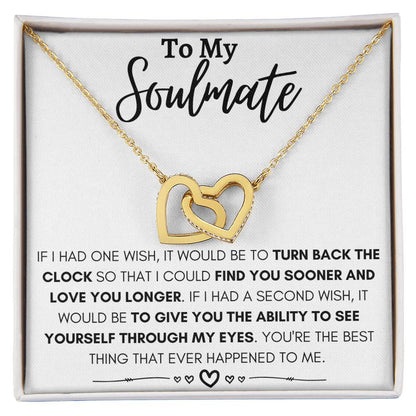 To My Soulmate Necklace - Romantic Soulmate Gift for Her for Christmas & Holiday Gifting - Interlocking Hearts Necklace