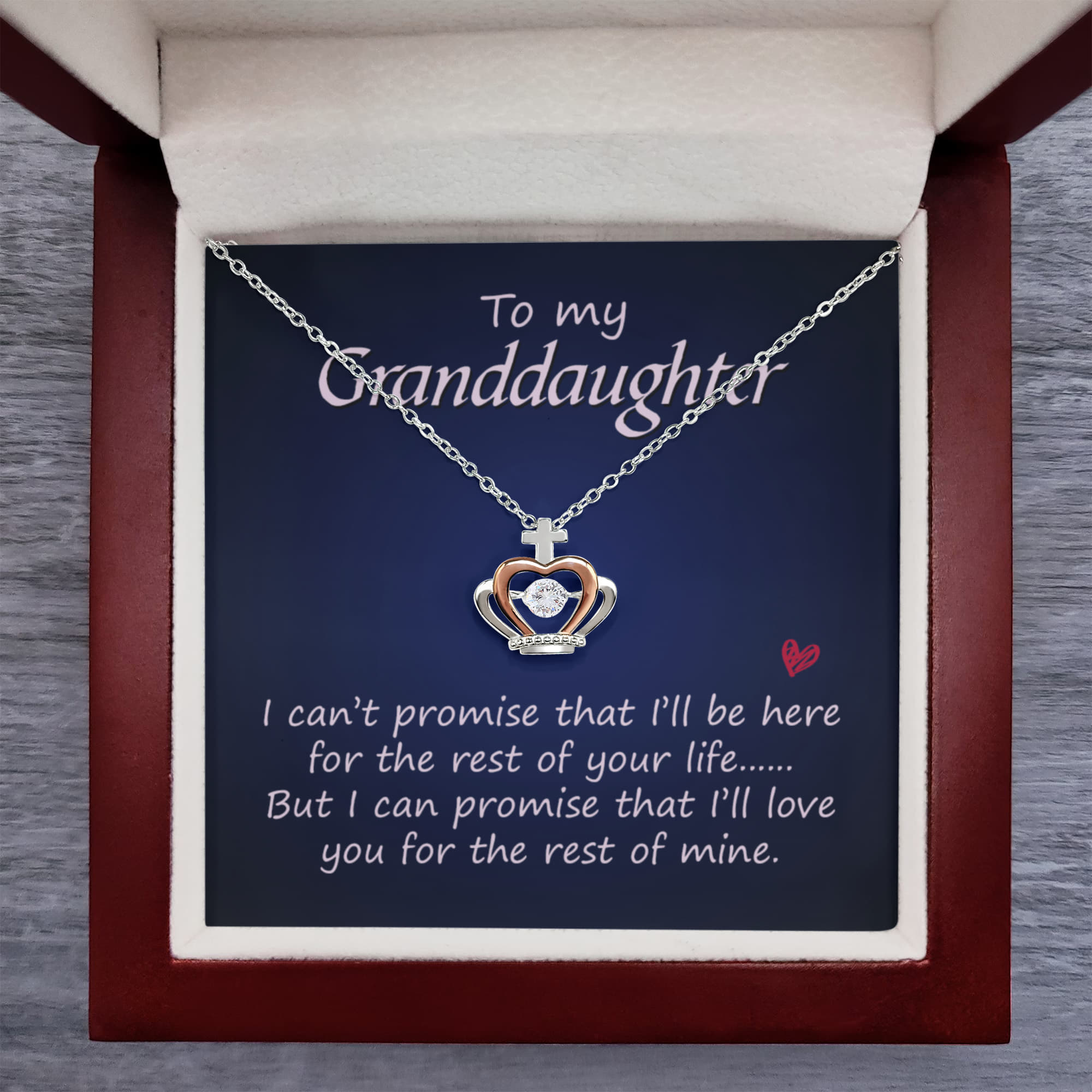 To My Granddaughter Necklace – Perfect Gift for Granddaughter Graduation & Birthday – Crown Pendant Necklace
