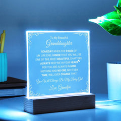 Square Acrylic Plaque for Granddaughter, Sentimental Gift of Love, To My Granddaughter