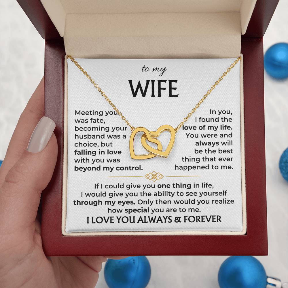 To My Beautiful Wife Necklace - Romantic Gift For Wives - Perfect For Anniversaries, Birthdays Or Special Occasions - Gifts For Her - Interlocking Hearts Necklace