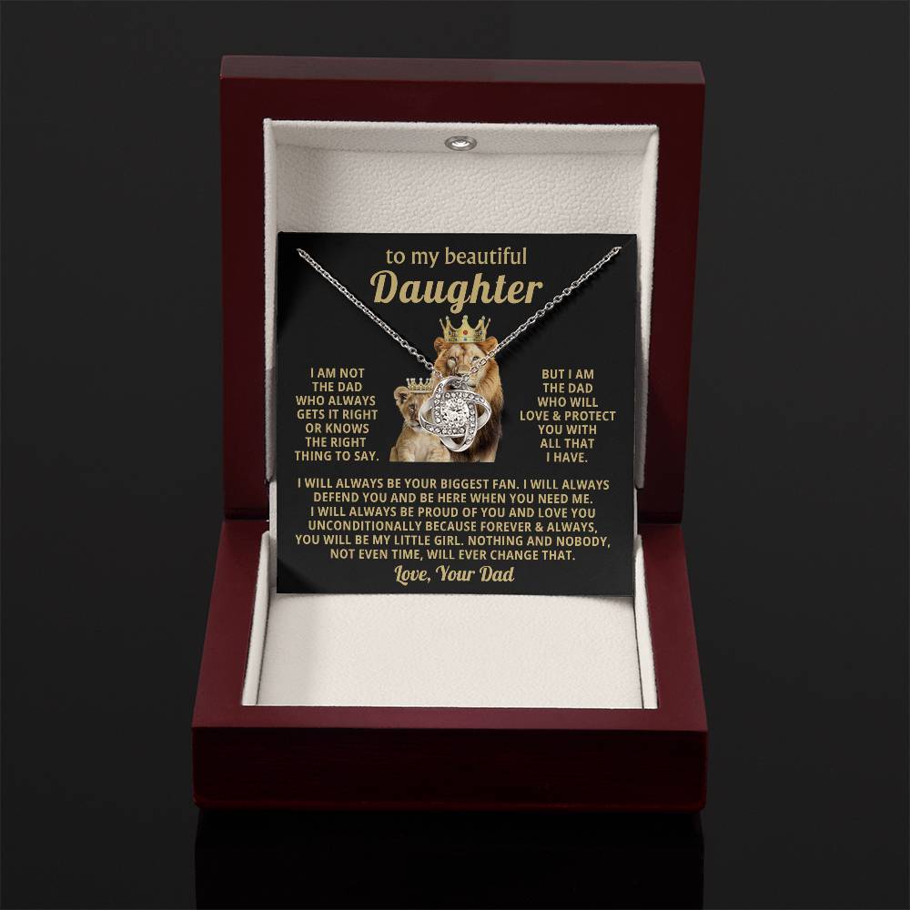 To My Daughter Necklace - Proud Dad to Daughter Jewelry for Birthday, Graduation & Special Celebrations - Love Knot Necklace