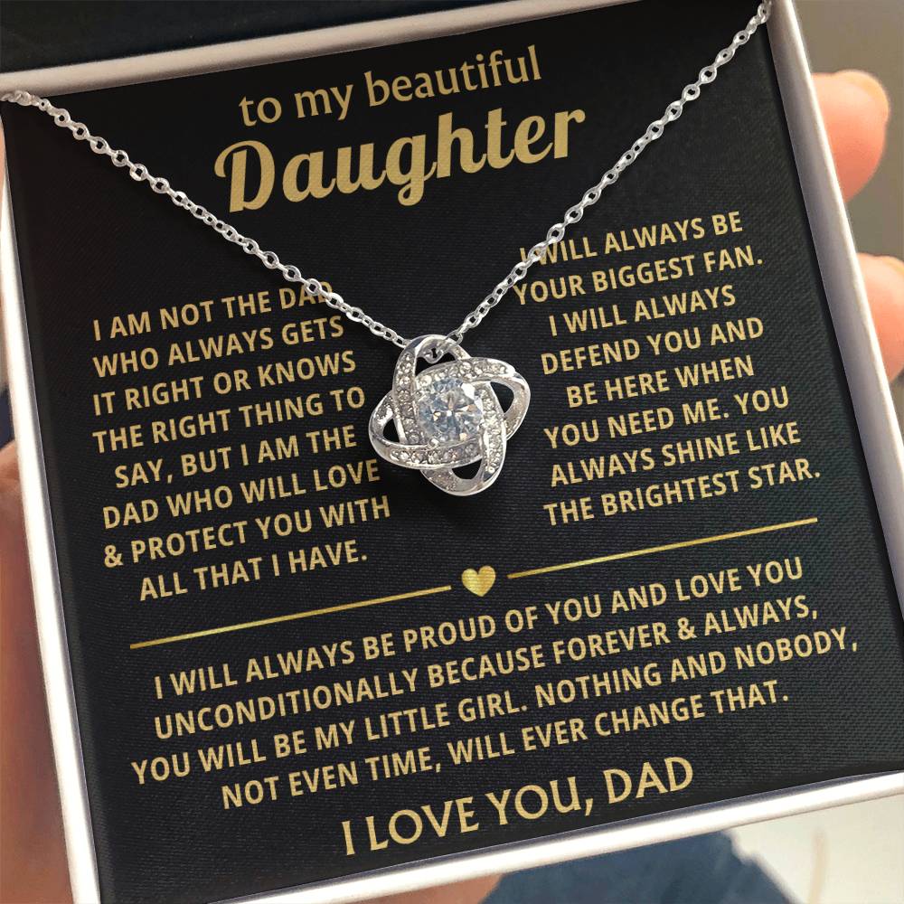 To My Daughter Necklace - You make me proud in so many ways - Daughter Present from Dad - Love Knot Necklace