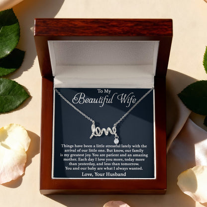 To My Beautiful Wife Necklace - Love Gift from Husband for Any Occasion - Scripted Love Necklace