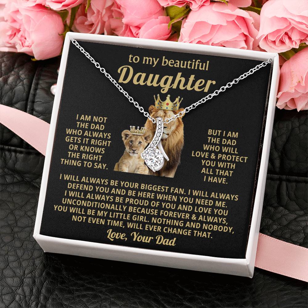 To My Daughter Necklace - Beautiful Daughter Jewelry for Birthday & Proud Dad Moments - Alluring Beauty Necklace