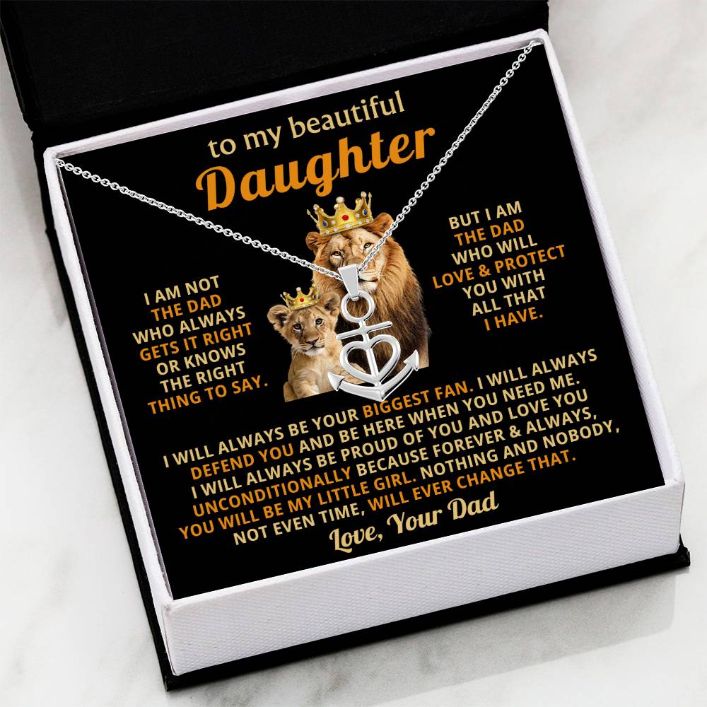 To My Daughter Necklace - Emotional Father to Daughter Jewelry for Birthday, Christmas & Life Happiness - Anchor Pendant Necklace