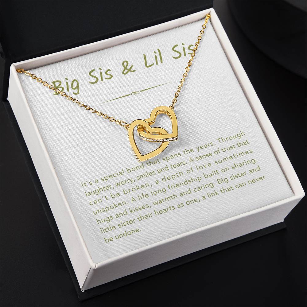 Big Sis & Lil Sis Necklace - It's a special bond that spans the years - Gift for Sisters - Interlocking Hearts Necklace