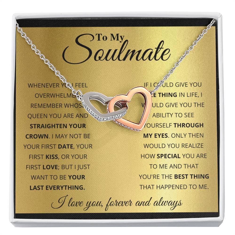 To My Soulmate Necklace - Soulmate Gift for Her for Valentine’s Day & Every Day Love - Interlocking Hearts Necklace