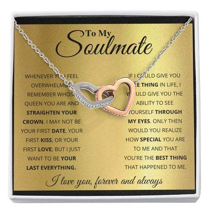 To My Soulmate Necklace - Soulmate Gift for Her for Valentine’s Day & Every Day Love - Interlocking Hearts Necklace
