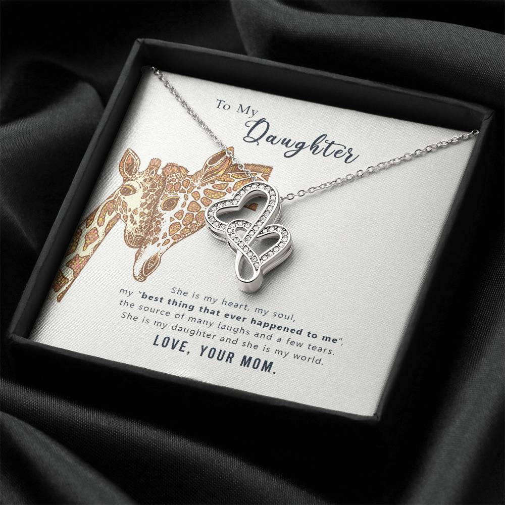 To My Daughter Necklace – Gift for Daughter from Mom – Heart-to-heart Pendant Necklace