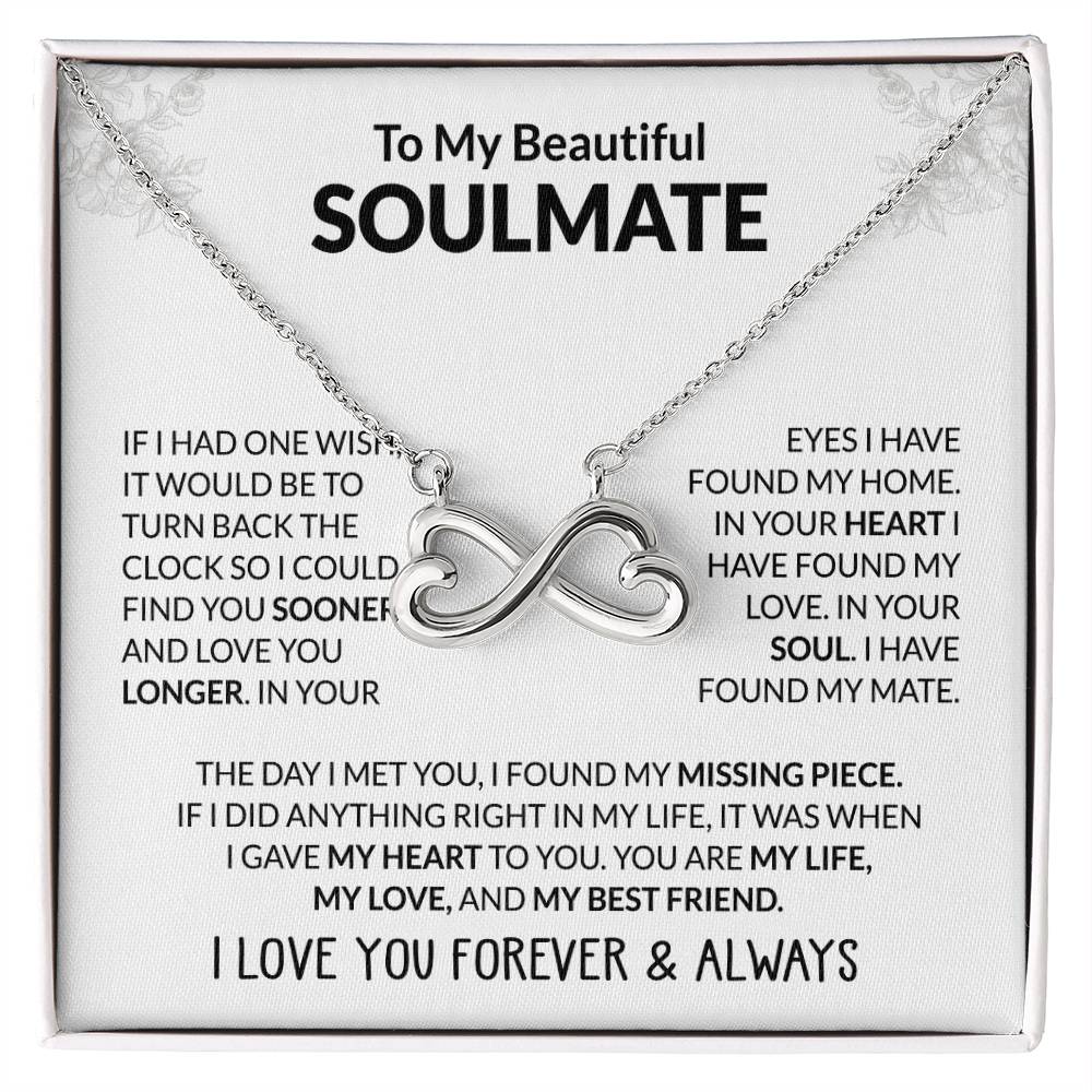 To My Beautiful Soulmate Necklace - Unique Soulmate Gift Necklace for Romantic Gifting - Endless Love Necklace