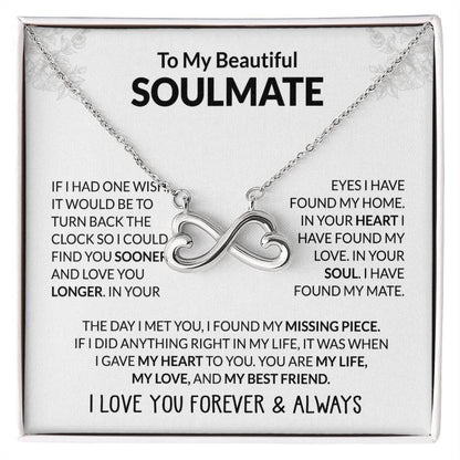 To My Beautiful Soulmate Necklace - Unique Soulmate Gift Necklace for Romantic Gifting - Endless Love Necklace