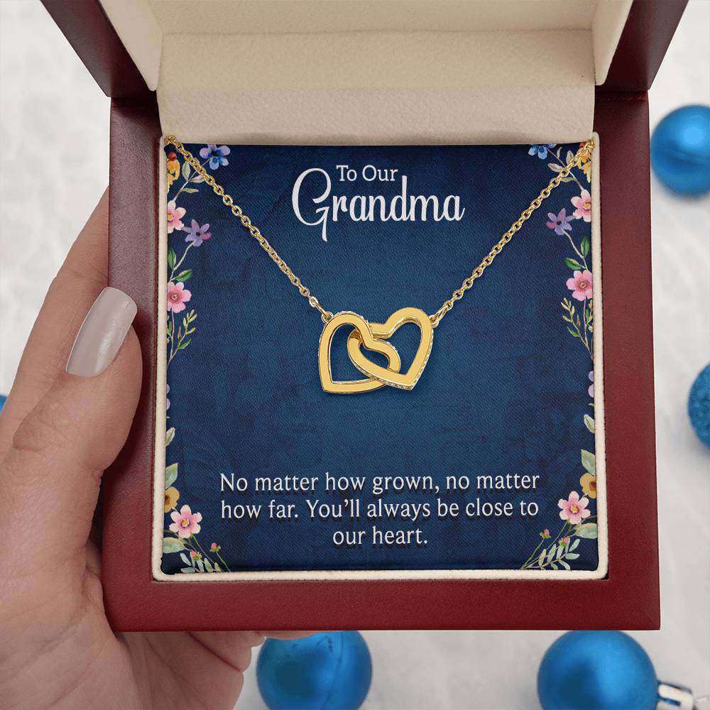 To Our Grandma - You will always be close to our heart - Gift for Grandmother - Interlocking Hearts Necklace