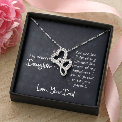 To My Daughter Necklace - Emotional Jewelry from Dad to Celebrate Love Every Day & Always - Heart-to-heart Pendant Necklace