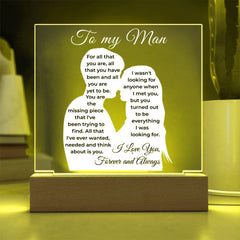 Personalized Long Distance Love Acrylic Plaque, Romantic Gift For Boyfriend, To My Man