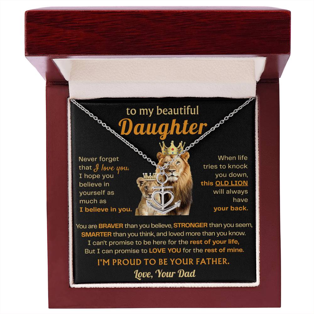 To My Daughter Necklace - Sentimental Birthday Gift from Dad, Meaningful Jewelry for Milestones & Holidays - Anchor Pendant Necklace