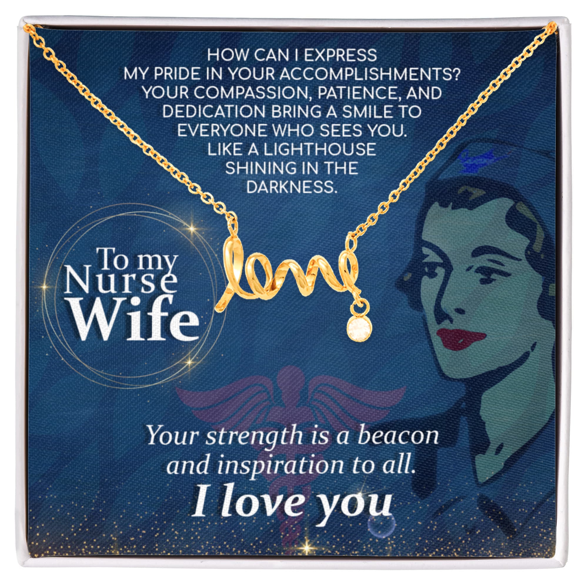 To My Nurse Wife Necklace Gift from Husband - Scripted Love Necklace