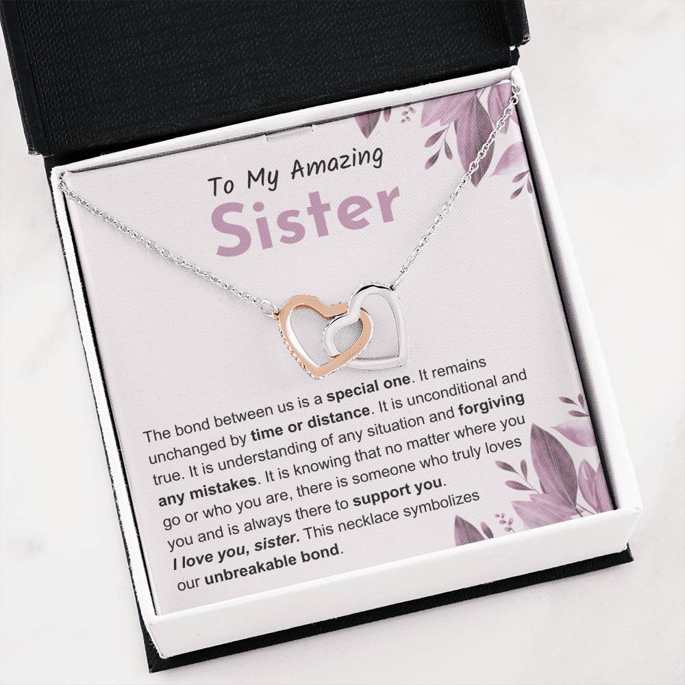 Sentimental Gift for Sister - The bond between us is a special one - Interlocking Hearts Necklace