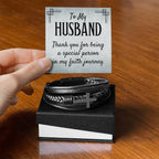 To My Husband - Gift for Husband from Wife - Men's Cross Bracelet