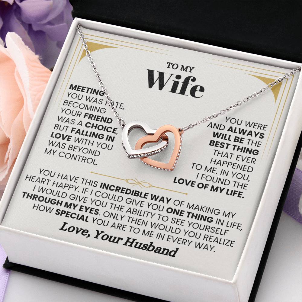 To My Wife Necklace - Perfect Romantic Gift from Husband - Interlocking Hearts Necklace