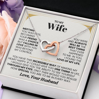 To My Wife Necklace - Perfect Romantic Gift from Husband - Interlocking Hearts Necklace