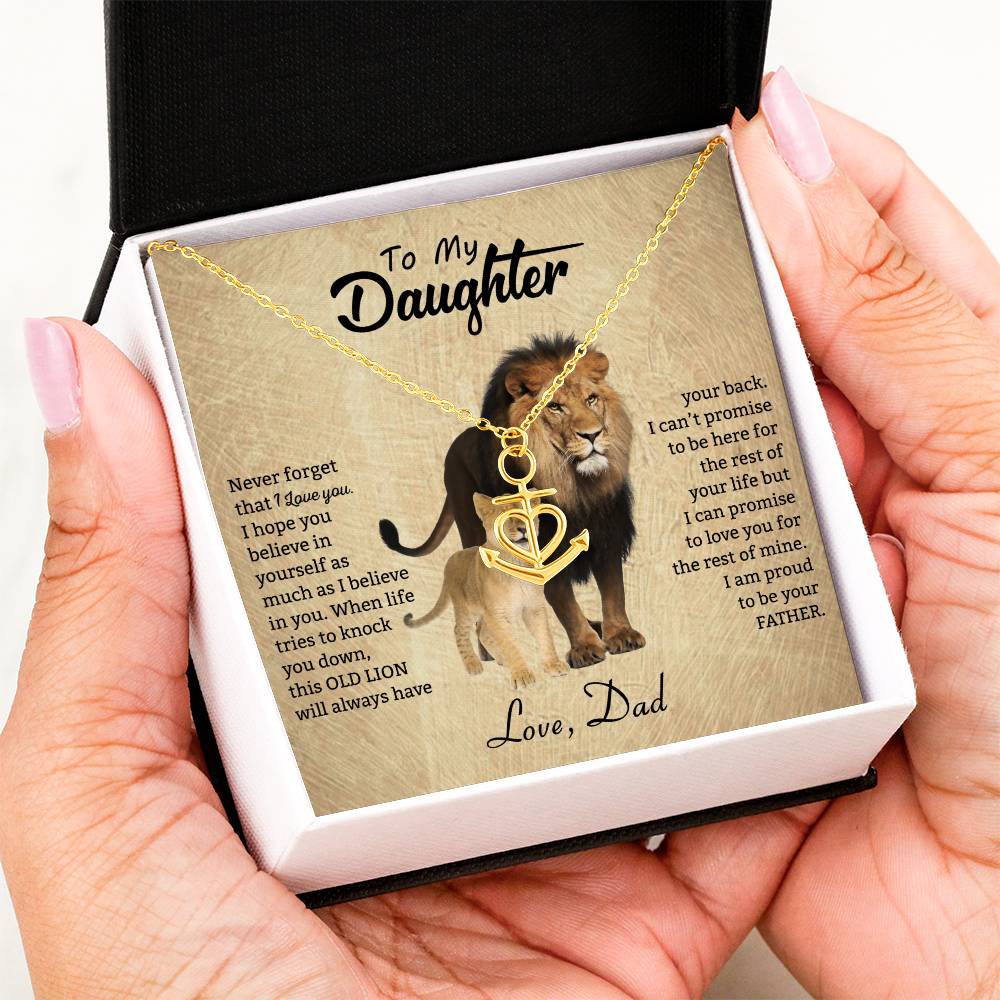 To My Daughter Necklace - Best Surprise Gift for Daughter from Dad for Graduation, Birthday & Christmas - Anchor Pendant Necklace