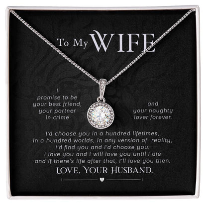 To My Wife Necklace - Cherished Wife Gift from Husband for Anniversary, Valentine’s Day & Beautiful Life Moments - Eternal Hope Necklace