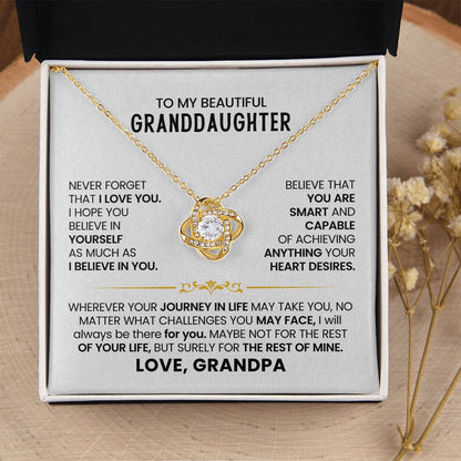 To My Granddaughter Necklace – Christmas Gift for Granddaughter’s Graduation from Grandpa – Love Knot Necklace