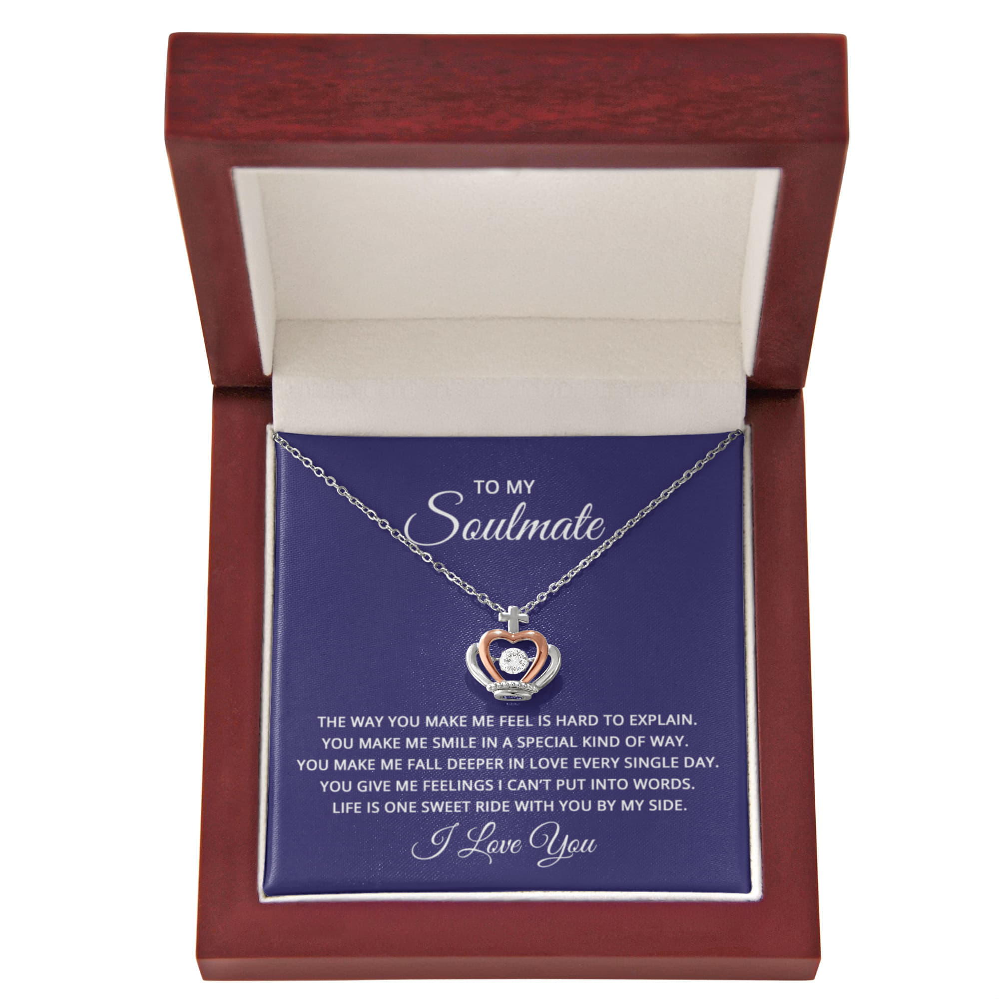 To My Soulmate Necklace - Soulmate Gift for Her for Valentine’s Day & Every Day Love - Crown Pendant Necklace